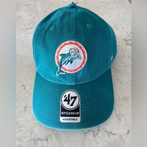 NEW WITH TAGS 47 Teal Miami Dolphins Embroidered Baseball Cap Adjustable
